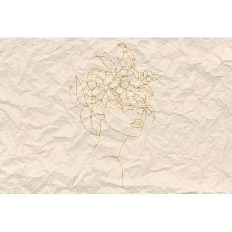 Papier peint panoramique imitation papier froissé Tapisserie panoramique visage femme Papiers peints panoramiques fleuris pour chambre (1/2)