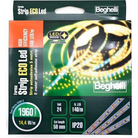 ECOLed HE Selbstklebeband 5 Meter Hocheffiziente 140 LEDs/m 14.4W/m 24V 6500K