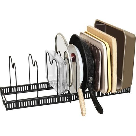 Expandable storage rack for pot, pan, and saucepan lids with 12 adjustable compartments, kitchen cabinet, pantry Ikodm (1/4)