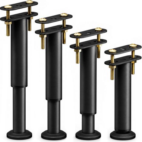 VOUNOT® 4 Pack Adjustable Metal Bed Legs, 18-32 cm Height, Black (1/5)