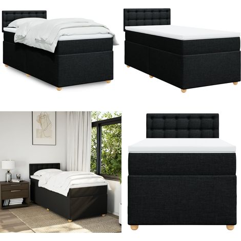 Boxspringbett mit Matratze Schwarz 90x190 cm Stoff - Boxspringbett - Doppelbett - Schlafsystem - Bettsofa - Polsterbett - Home & Living (1/5)