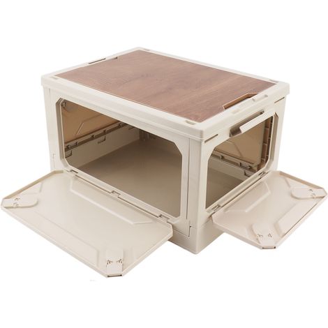 Coffre de rangement pliable pour le camping, système à poulie, étanche, ouverture sur 5 côtés, idéal pour la voiture et les activités de plein air, blanc. (1/5)