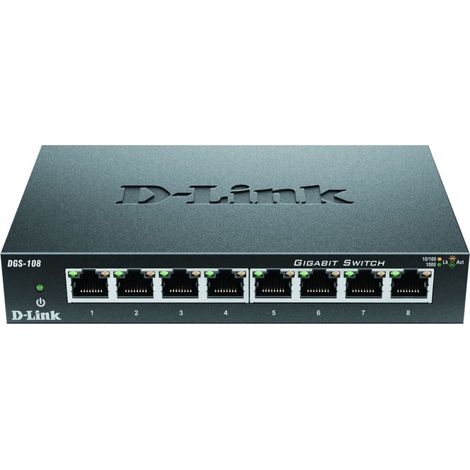 D-Link DGS-108 Netzwerk-Switch Unmanaged L2 Gigabit Ethernet (10/100/1000) Schwarz (1/5)