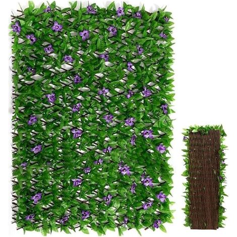 Artificial Fence with Flowers, Artificial Ivy Leaf Decoration, Garden Trellis Panels Expandable, Privacy Expanding Fence, Artificial Hedges (1/5)