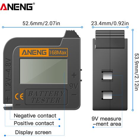Decdeal Aneng Battery Tester 168max Digital Display Spannungsprüfer -Kapazitätstest -Tool Universal zum Überprüfen der AAA AA -Taste