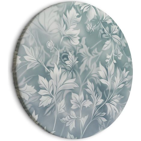 Tableau rond - Ornements en turquoise délavé et poussiéreux : délicat motif floral / Motifs floraux en turquoise délavé et poussiéreux (1/4)