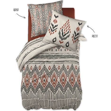 Parure de couette 100% coton 57 fils 140 x 200 cm ETHNIC (1/5)