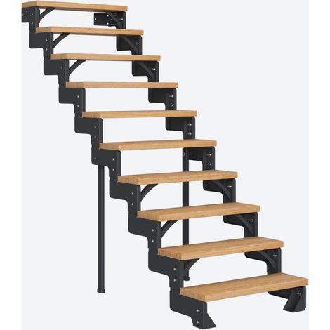Dolle Modultreppe Gardentop Innen Eiche 10 Stufen 180-220cm Geschosshöhe 75cm Stufenbreite ohne Geländer (1/4)