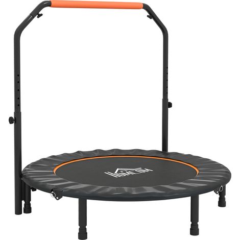 48" Foldable Mini Fitness Trampoline, Adjustable Foam Handle, Orange (1/5)