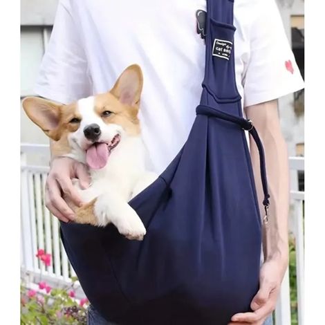 Sac transport animal - 1 pièce, Bleu bandoulière pour chien/chat petit animal max 10kg chiot - Couleur bleu Étiquette (1/3)