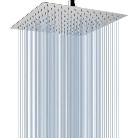 Regenbrause 25cm Edelstahl Quadrat Hochdruck Duschkopf mit Kugelgelenk Chrom (1/5)