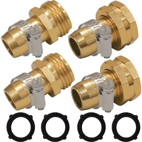 QAZQA Connecteur de réparation de tuyau d'arrosage avec pinces, adapté pour raccord de tuyau d'arrosage 3/4" ou 5/8", lot de 2 (1/5)