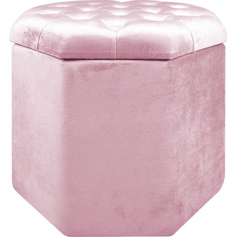 Pouf Ottagonale Contenitore Poggiapiedi Salotto In Velluto Sgabello Camera Design Pouff Poltroncina Cameretta RosaAntico (1/5)