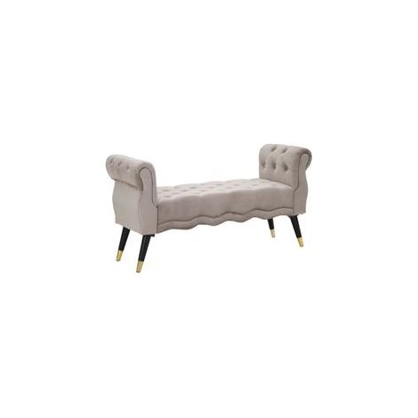 Banc Paris gris velours doré design glamour (1/5)