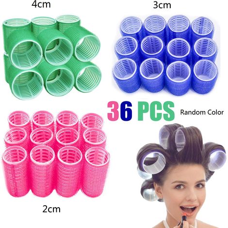 Rouleaux Pour Cheveux - Auto-Adhésifs Velcro - Grand Format Et Très Grand Format - Pour Création De Boucles Salon - 36 Pièces (1/5)