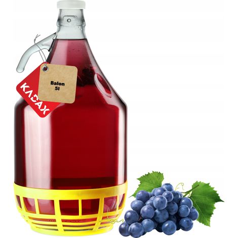 KADAX Weinballon, Glasballon für Wein, schmale Öffnung, Gärballon,5L (1/5)