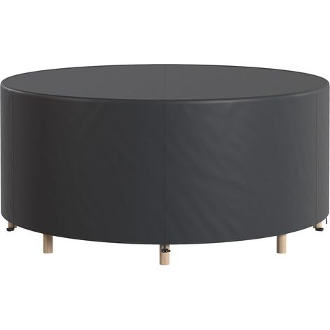 Wasserdichte Schutzhülle für runde Gartentische. 420D Oxford-Gewebe für den Außenbereich. Ø 200 x 80 cm. Schwarz. (1/5)