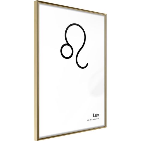 Affiche Murale Encadrée "Zodiac Leo II" 30 x 42 cm Or