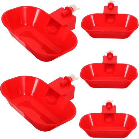 Abreuvoir Automatique pour Poulets, Lot de 5, PP Rouge Grosse Capacité, Design Étanche, Réduit les Remplissages D’eau, pour Canards et Dindes (1/5)