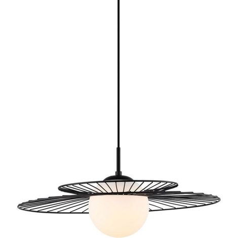 Italux Sarah - Lámpara colgante moderna negra 1 luz con pantalla negra, blanca, E27 (1/4)