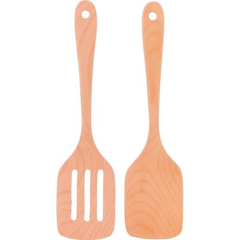 Lot de 2 spatules en bois écologique, antiadhésif, résistant haute température, plat pour cuisine (1/5)