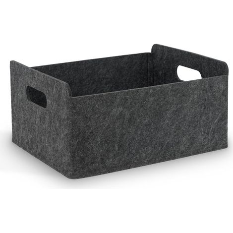 Panier de Rangement en Feutre Épais Résistant - Organisateur Dressing pour Armoires/Étagères, Boîte de Stockage pour Maison/Bureau/Papier A4, Noir ( 1 Pièce ) (1/5)