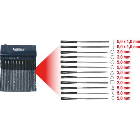 KS Tools Nadelfeilen-Satz mit Kunststoffheft, 12-tlg