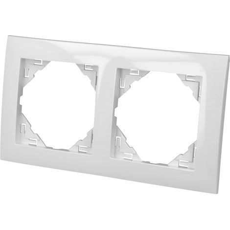 Plaque de finition blanche double – 2 postes – Pour interrupteur et prise – Enjoliveur Efapel Logus 90