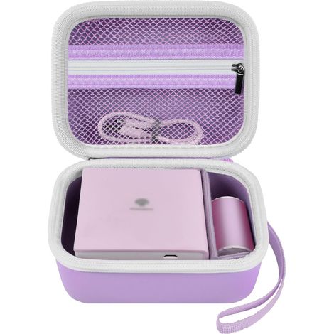 Étui pour imprimante photo sans encre Phomemo M02/T02/M02S/ M02 Pro/Q30S/M02X sans encre pour étiqueteuse, papier thermique, câble USB (boîte uniquement) (violet) (1/5)