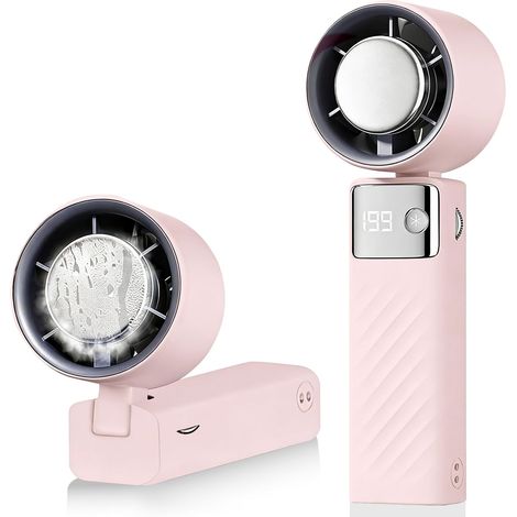 Mini Ventilateur Portable Puissant 5000mAh, Rechargeable USB avec Affichage Batterie, 199 Niveaux de Vitesse Turbo, 16 Heures Autonomie, Léger Silencieux pour Voyage Extérieur Bureau Maison - Rose (1/5)