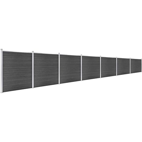 Maison Exclusive - Zaunelement Set WPC 1218x186 cm Schwarz (1/5)