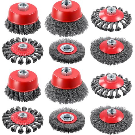 Lot De 12 Brosses Métalliques Pour Meuleuse d'Angle 19,5 X 13,5 X 10,5 cm (1/5)