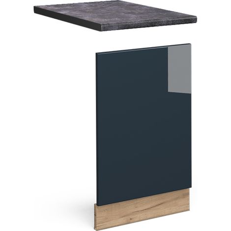 Mobili da cucina Fame-Line, Blu scuro lucido, 45 cm , PL Antracite, Vicco