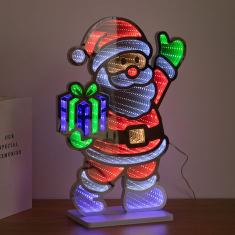 40cm Santa Infinity Mirror Light Christmas Decoration with LEDs (1/5)