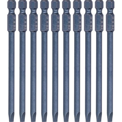 Lot de 10 embouts de tournevis fendus, acier allié résistant aux chocs, grande torsion pour perceuses électriques manuelles. (1/5)