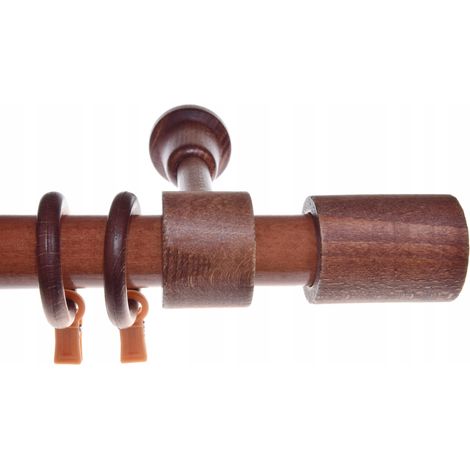 Tringle à rideaux simple en bois d'aulne, tringle à rideaux cylindrique de 280 cm (1/5)