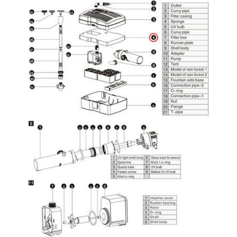 Pièces de Rechange Pompe de Filtre CUF-2500/5000/6000 Éponge