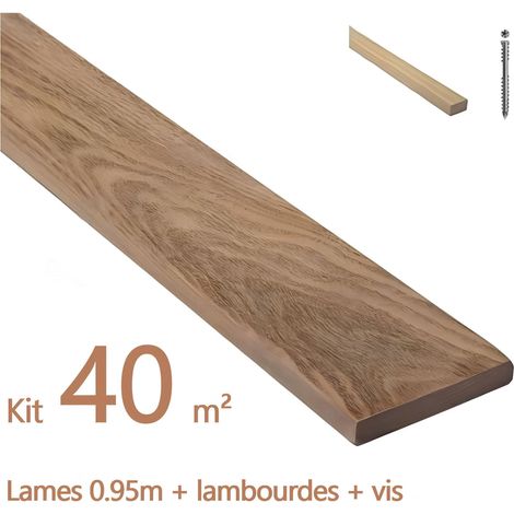 Kit terrasse de 40m² en bois exotique CUMARU Longueur des lames : 950mm