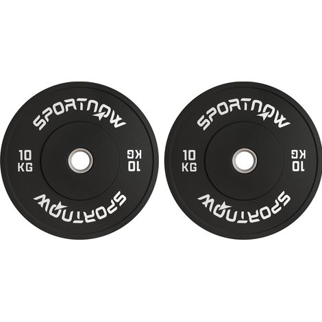 Jeu de 2 disques de musculation olympiques 2 x 10 kg en caoutchouc pour barre de 50 mm, noirs OKWISH (1/5)