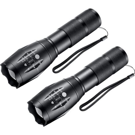 Linterna LED - 1000 Lúmenes - Ajustable Zoom - 5 Modos - Impermeable IPX5 - Para Acampada Exterior Senderismo Emergencias - 2 Unidades (1/5)