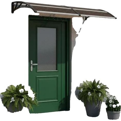 Auvent d'entrée, polycarbonate durable, design résistant aux intempéries, 240x 100 cm (1/2)