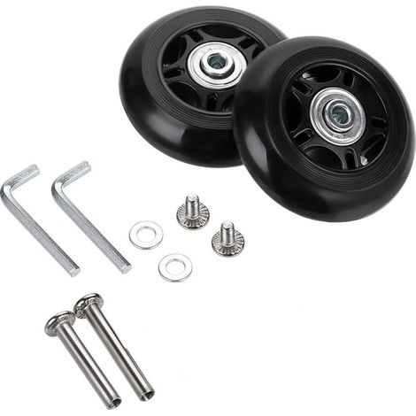 Lot de 2 roulettes de rechange pour valises 70 x 24 mm – Caoutchouc et métal – Installation facile – Compatible meubles et fauteuils roulants (1/4)