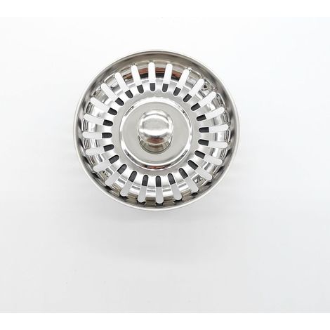 Sieb Spülbecken, Abflusssieb Edelstahl 82mm, Waschbeckenstöpsel Küche mit Sieb, Universeller Filter für Küchenspüle & Waschbecken, Rostfrei (Silber) (1/4)