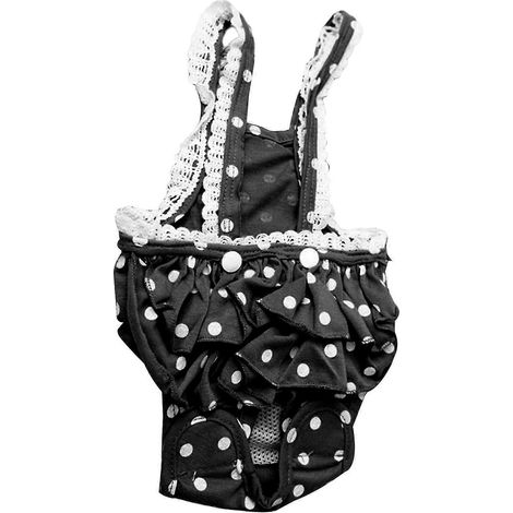 Braguitas sanitarias para mascotas con tirantes, shorts menstruales ajustables, ropa interior fisiológica para perros (MBlack)