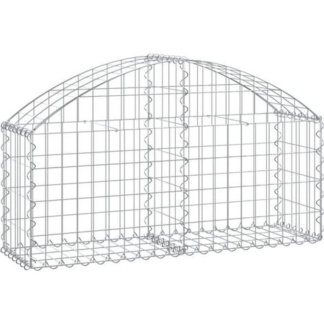 Cage en gabion arquée, 100x30x40/60 cm, fer galvanisé.