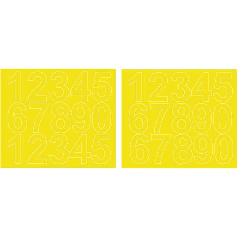 Pegatinas autoadhesivas con números de 6 cm, color amarillo brillante. (1/2)