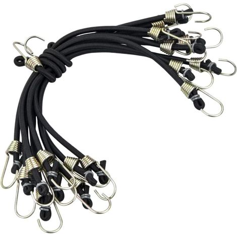 Tendeurs élastiques avec crochets, lot de 20 sangles de rangement robustes de 25 cm, tendeurs élastiques universels robustes, sangles de traction multi-usages pour vélos et tentes, sangles à ba