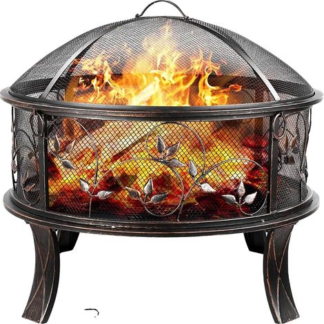 Foyer Extérieur, Fonte, 27 Pouces de Diamètre, Certifié CE, Compatibilité Charbon, Assemblage Facile (1/5)