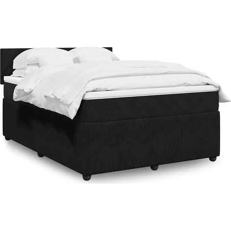 Boxspringbett mit Matratze Schwarz 140x200 cm Samt