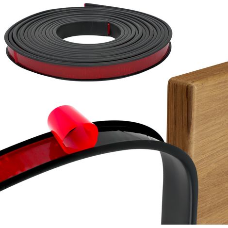 Bande de Chant en U 15mm x 6.1m - Protection Autocollante pour Coins de Table et Meubles - Profil Noir TPE pour Finition Plan de Travail (1/5)